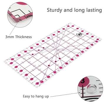 Headley Tools Rotary Cutter Set - 45mm Fabric Cutter, 5 Replacement Rotary Blades, A3 Cutting Mat, Quilting Ruler and Sewing Clips, Craft Knife Set, Ideal for Crafting, Sewing, Patchworking, Pink
