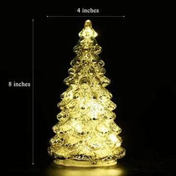 Osfvn Mercury Glass Christmas Tree Gold Xmas Trees Decorations Table Top Centerpiece Mantel Window H...