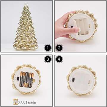 Osfvn Mercury Glass Christmas Tree Gold Xmas Trees Decorations Table Top Centerpiece Mantel Window Home Decor