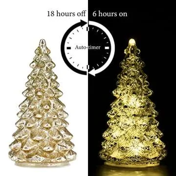 Osfvn Mercury Glass Christmas Tree Gold Xmas Trees Decorations Table Top Centerpiece Mantel Window Home Decor