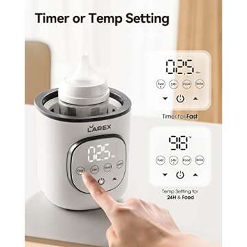 LAREX Bottle Warmer, Fast Baby Bottle Warmer for Breastmilk and Formula, with Timer and Accurate Temp Control, 8 in 1 Baby Milk Warmer BPA Free with Digital Display, Bottle Warmers for All Bottles