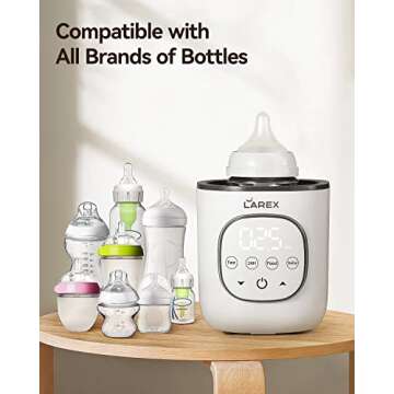 LAREX Bottle Warmer, Fast Baby Bottle Warmer for Breastmilk and Formula, with Timer and Accurate Temp Control, 8 in 1 Baby Milk Warmer BPA Free with Digital Display, Bottle Warmers for All Bottles