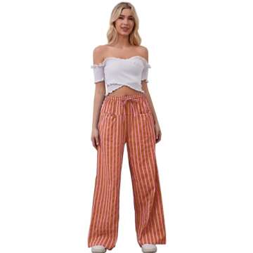 Calbatic Women Striped Lounge Pants with Pockets