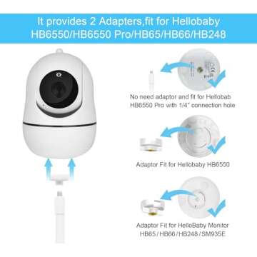 AISVAN Adjustable Height Baby Monitor Floor Stand Holder for Hellobaby HB6550 HB65/HB66/HB248 Baby Monitor and Also Compatible with The Nanit Pro Smart Baby Monitor & Flex Stand