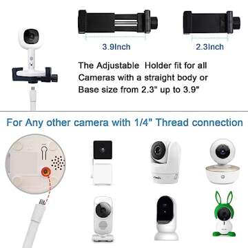 AISVAN Adjustable Height Baby Monitor Floor Stand Holder for Hellobaby HB6550 HB65/HB66/HB248 Baby Monitor and Also Compatible with The Nanit Pro Smart Baby Monitor & Flex Stand