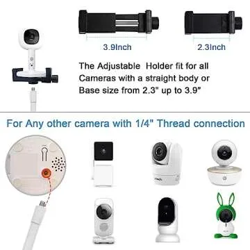 AISVAN Adjustable Height Baby Monitor Floor Stand Holder for Hellobaby HB6550 HB65/HB66/HB248 Baby Monitor and Also Compatible with The Nanit Pro Smart Baby Monitor & Flex Stand