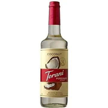 Torani Puremade Syrup, Coconut Flavor, Glass Bottle, Natural Flavors, 25.4 Fl. Oz, 750 mL