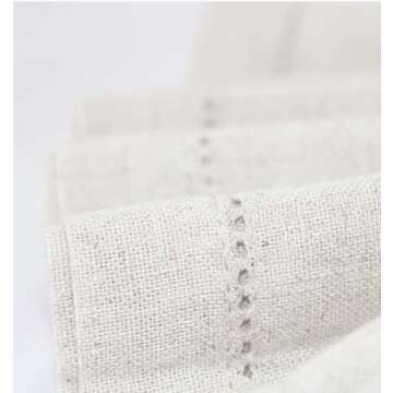 Natural Cotton Linen Napkin Set of 12 18x18 inch Dinner Napkins - Washable Soft Premium Hotel Quality Reusable Napkins Perfect Table Napkins for Family Dinners, Weddings (Hemstitch Napkins)