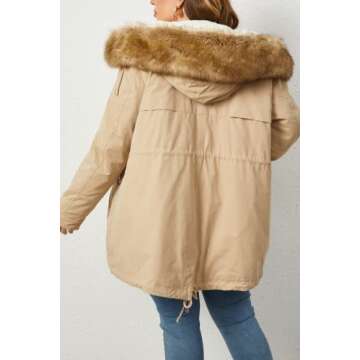 Geschallino Women's Parka Coat 3 in 1 Plus Size Winter Warm Fleece Lined Anoraks Thicken Hooded Outerwear (1X-5X)
