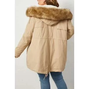 Geschallino Women's Parka Coat 3 in 1 Plus Size Winter Warm Fleece Lined Anoraks Thicken Hooded Outerwear (1X-5X)