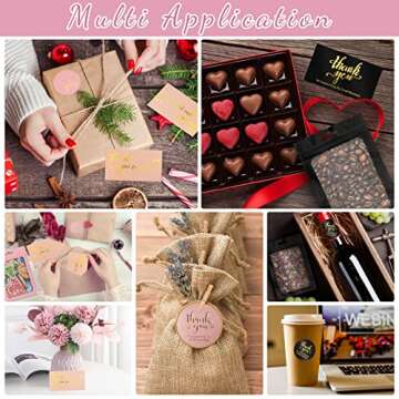 Lefiocky 1120 Pcs Thank Cards and Stickers Set 1.5 Inch with Gold Foil Lettering Thank for Supporting My Small Business Tiny Thank You Cards and Resealable Packaging Bag for Business - Black