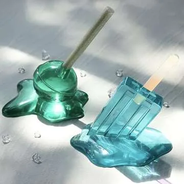 LET'S RESIN Melted Ice lolly Resin Epoxy Molds, Silicone Molds for Crafts, Pop and Candy Shape with 10pcs Sticks, DIY Melting Sculpture, Summer Ornaments