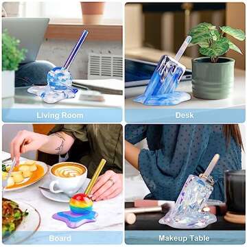 LET'S RESIN Melted Ice lolly Resin Epoxy Molds, Silicone Molds for Crafts, Pop and Candy Shape with 10pcs Sticks, DIY Melting Sculpture, Summer Ornaments