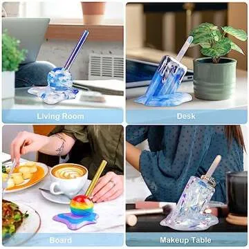 LET'S RESIN Melted Ice lolly Resin Epoxy Molds, Silicone Molds for Crafts, Pop and Candy Shape with 10pcs Sticks, DIY Melting Sculpture, Summer Ornaments