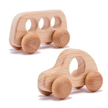 Promise Babe Organic Wooden Baby Push Toys for Developmental Play 2pc Set