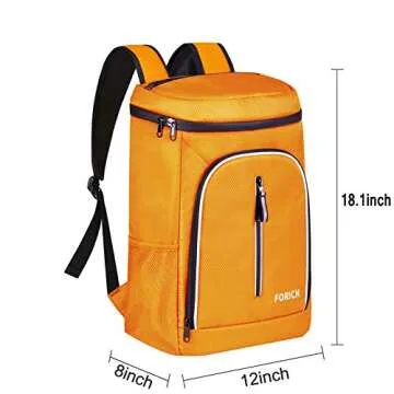 FORICH Soft Cooler Backpack Insulated Waterproof Cooler Bag Leak Proof Portable Small Backpacks to Work Lunch Travel Beach Camping Hiking Picnic Fishing Beer for Men Women (Orange)
