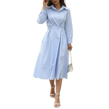Classic Ladyful Striped Shirt Dress for Summer Style