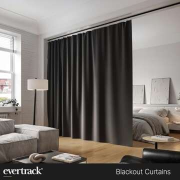 EverTrack Room Divider Curtains - Curtains for Ceiling Mounted Curtain Track to Create a Private Space or Divide a Room