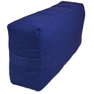 YogaAccessories Supportive Rectangular Cotton Yoga Bolster (Blue)