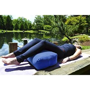 YogaAccessories Supportive Rectangular Cotton Yoga Bolster (Blue)