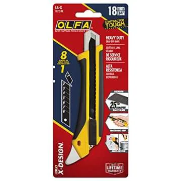 OLFA 18mm Heavy-Duty Utility Knife (LA-X) - Multi-Purpose No-Slip Grip Utility Knife w/Reinforced Fiberglass Handle & Snap-Off Blade, Replacement Blades: Any OLFA 18mm Blade