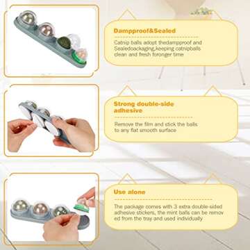 SINROBO Catnip Ball for Cats Wall, 4 Pack, Silvervine Balls, Edible Toys, Lick Safe Healthy Kitten Chew & Teeth Cleaning Dental Toys, Wall Treats (Grey)