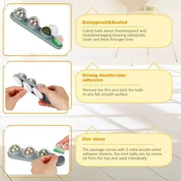 SINROBO Catnip Ball for Cats Wall, 4 Pack, Silvervine Balls, Edible Toys, Lick Safe Healthy Kitten Chew & Teeth Cleaning Dental Toys, Wall Treats (Grey)