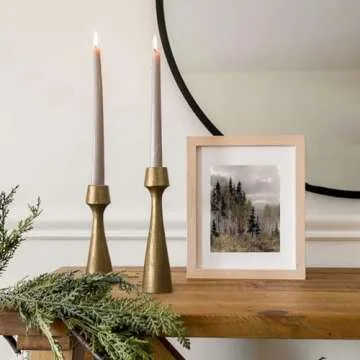 Antique Brass Iron Taper Candle Holder - Set of 2 Decorative Candle Stand, Metal Decorative Candlestick Holder for Wedding, Dining Table, Party Decoration