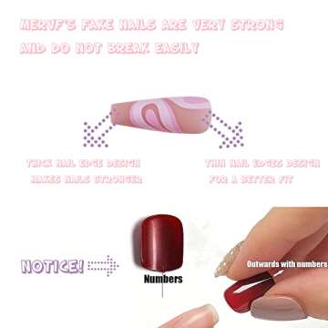 MERVF Long Press on Nails Abstract Coffin Fake Nails Matte Glue on Nails Ballerina Acrylic Nails Full Cover Purple Pink False Nails Clip on Nails 24PCS