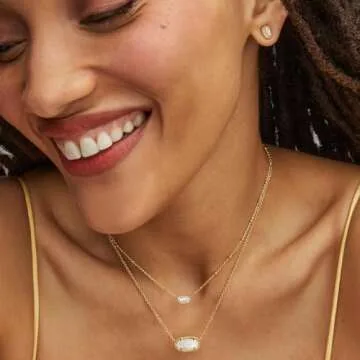 Kendra Scott Mini Elisa 14k Gold-Plated Satellite Short Pendant Necklace in Ivory Mother Of Pearl, Fashion Jewelry for Women