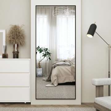 FOYEESION Full Length Mirror with Stand - Large Floor Mirror for Wall-Mounted or Freestanding Use - ...