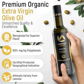LACONIAN LEGACY Authentic Olive Oil Extra Virgin - Rich in Polyphenols & Antioxidants - First Cold P...