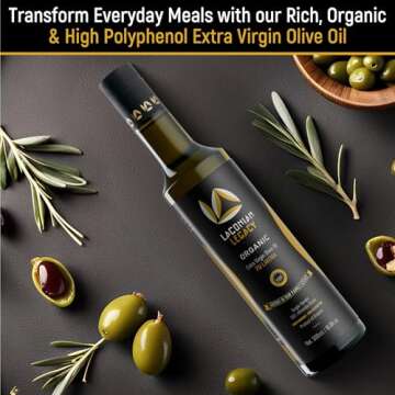 LACONIAN LEGACY Authentic Olive Oil Extra Virgin - Rich in Polyphenols & Antioxidants - First Cold Pressed from Single Source, Estate-Grown Athinolia Greek Variety Olives - Certified Organic - 500ml