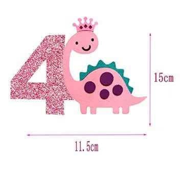 Cute Pink Four Rex Dinosaur Birthday Cake Topper for Girls
