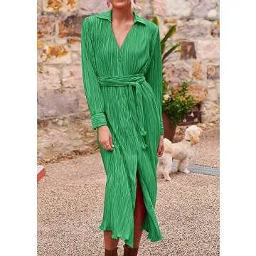 KIRUNDO Elegant Midi Dress for Women in Green