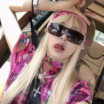 Pink Crystal Cross Pendant Necklace Gothic Punk Indie Cross Zircon Choker for Egirl Eboy Woman