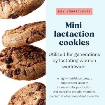Lactation Cookies Breastfeeding Supplement - Chocolate Chip - Support Mothers Breast Milk Supply Increase - with Brewers Yeast Powder, Oat Flour, and Flax for Lactation - Fenugreek Free - 1.25 LBS