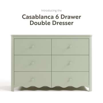 Storkcraft Casablanca 6 Drawer Dresser (Sage) – GREENGUARD Gold Certified, Nursery & Kids' Bedroom with Spacious Storage, Safety Interlocking Drawer System, Easy Assembly with Pre-Installed Tracks