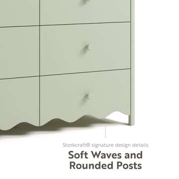 Storkcraft Casablanca 6 Drawer Dresser (Sage) – GREENGUARD Gold Certified, Nursery & Kids' Bedroom with Spacious Storage, Safety Interlocking Drawer System, Easy Assembly with Pre-Installed Tracks