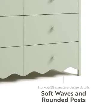 Storkcraft Casablanca 6 Drawer Dresser (Sage) – GREENGUARD Gold Certified, Nursery & Kids' Bedroom with Spacious Storage, Safety Interlocking Drawer System, Easy Assembly with Pre-Installed Tracks