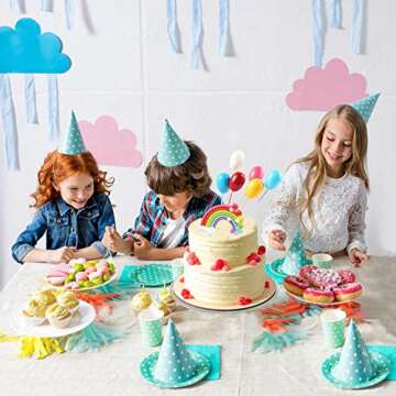 Rainbow Birthday Cake Topper Party Supplies with Rainbow Clouds Balloons Happy Birthday Cake Decorations for Rainbow Theme Party Baby Shower Wedding