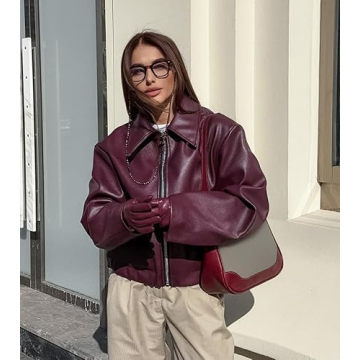 Stylish VOIKERDR Faux Leather Biker Jacket for Women