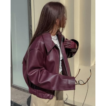 Stylish VOIKERDR Faux Leather Biker Jacket for Women