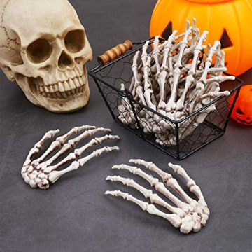 URATOT 12 Pieces Halloween Skeleton Hands Plastic Fake Human Hands Realistic Skeleton Hands Life Size for Bone Zombie Party Terror Scary Props Halloween Decorations