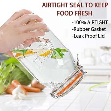 Wide Mouth Mason Jars 64 oz 3 Pack Half Gallon Glass Jar with Airtight Lids, Large Mason Jar with Scale Mark Food Storage Canning Jars for Pickling Flour Sugar Pasta Oats Cereal