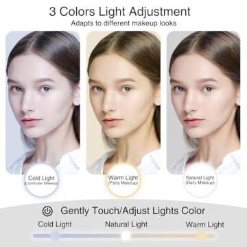 Relavel Makeup Bag with Light Up Mirror, Makeup Case Travel Cosmetic Bags Brush Organizer Storage Box, Rechargeable Vanity Mirror with 3 Color Lights, High Frame Mirror Protection (Quilted Black)