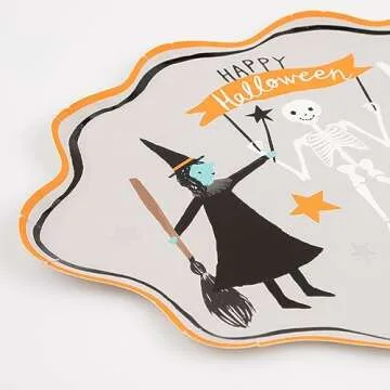 Meri Meri Halloween Paper Plates (Pack of 8), Disposable Halloween Party Plates with Halloween Characters, Halloween Plates, Kids & Adults, Indoor/Outdoor Use