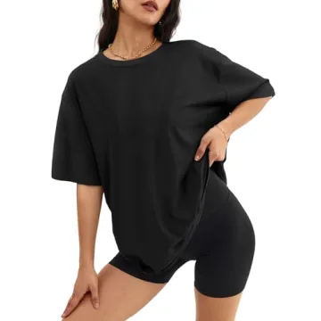 ATHMILE Womens Summer Spring Oversized T Shirts Loose Fit Crewneck Short Sleeve Tops Casual Blouse Y...