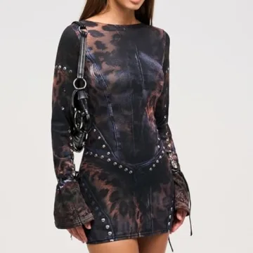 Sexy Leopard Print Mini Dress for Women - Y2K Style