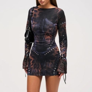 Sexy Leopard Print Mini Dress for Women - Y2K Style
